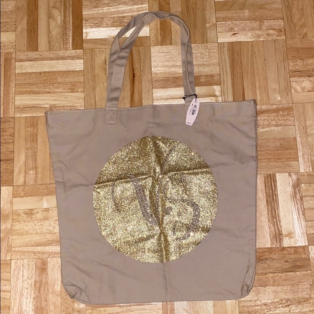 Victoria’s Secret Tan and Gold Canvas Tote